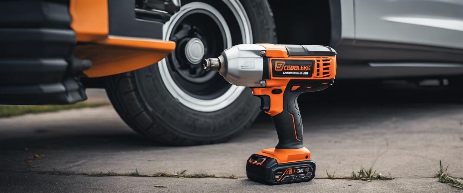 Cordless impact wrench in action