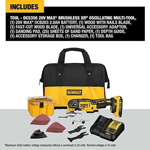 DEWALT 20V Max Oscillating Tool Kit with accessories and case.